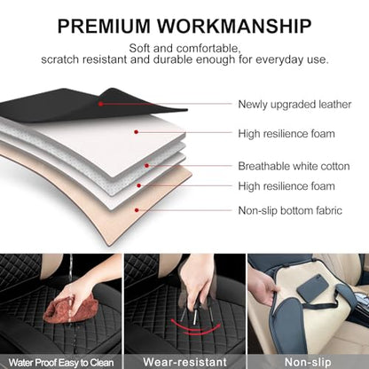 2 Pack Leather Front Car Seat Covers with Side Wrap Black (2 Count)