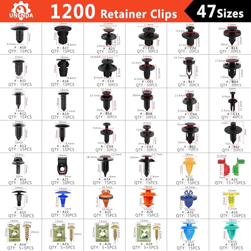 1351PCS Car Retainer Clip Assortment Kit 42 Most Popular Sizes (1351 Count)