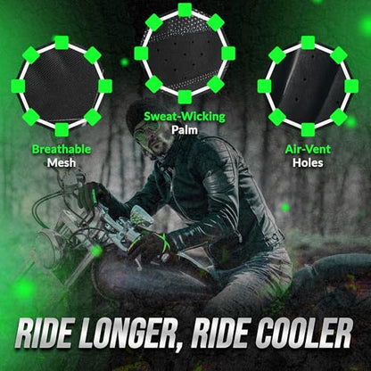 Breathable Motorcycle Gloves for Men with TPR & Kevlar Palm Protection Hard Knuckles Touchscreen