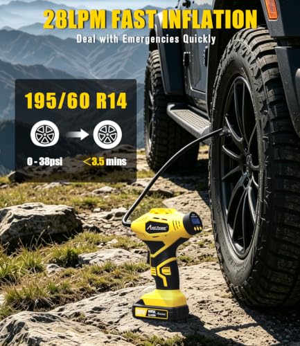 20V Rechargeable Cordless Tire Inflator Portable Air Compressor