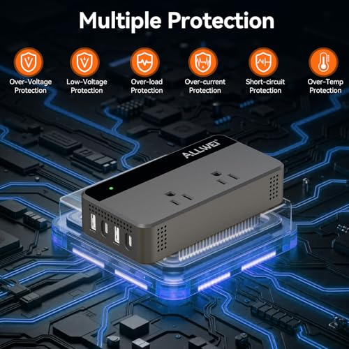 200W Car Power Inverter 12V DC to 110V AC with USB C
