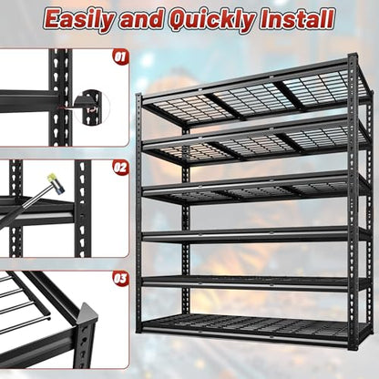 6 Tier Heavy Duty Storage Shelving for Garage Basement Warehouse