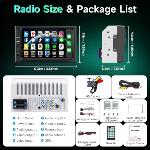 Car Stereo Double Din Radio with Bluetooth Car Audio Receivers