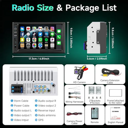 Car Stereo Double Din Radio with Bluetooth Car Audio Receivers