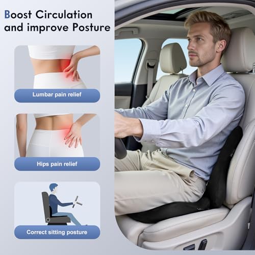 Memory Foam Car Seat Cushion and Lumbar Support Pillow for Car