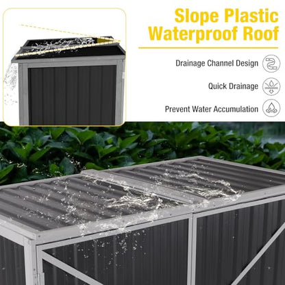Outdoor Storage Cabinet Trash Can Storage Shed Upgraded with Metal Frame for Garbage Can