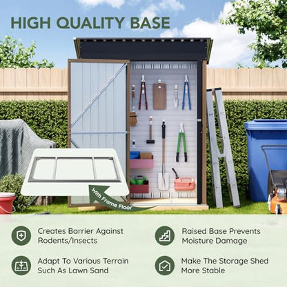 3 x 5 FT Storage Shed with Floor Frame for Backyard