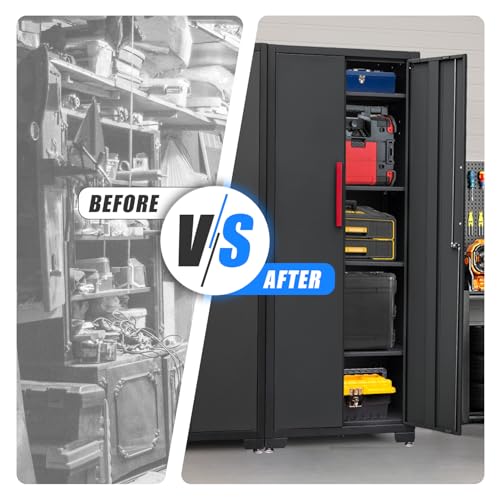 75 inch Metal Garage Storage Cabinet with 4 Adjustable Shelves