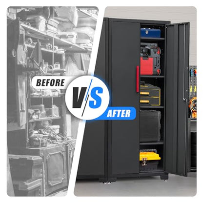 75 inch Metal Garage Storage Cabinet with 4 Adjustable Shelves