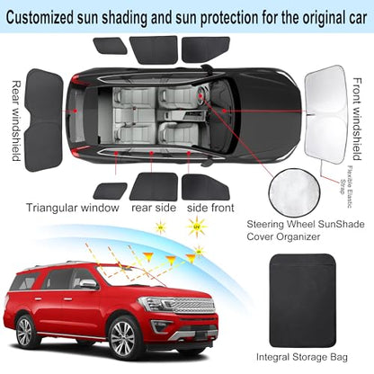 TTINGLU Window Shades for Ford Expedition SUV 2018 (8 Count)