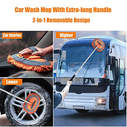 62" Car Wash Brush Mop Kit with Long Handle (2 Count)