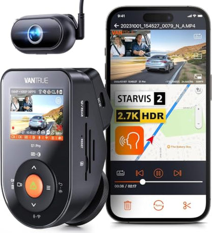 S1 Pro DMS 2.7K Dash Cam Front and Inside