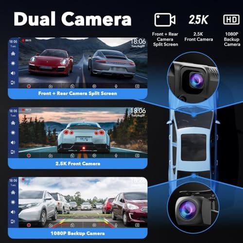 9.26" Carplay Screen for Car with 2.5K Dash Cam