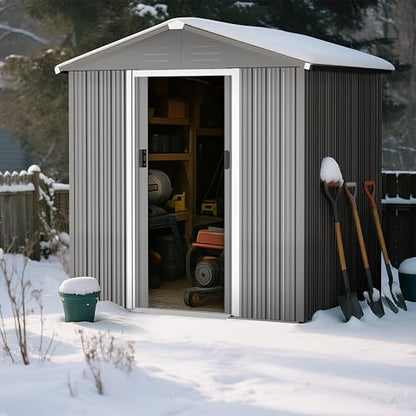 6 x 4 FT Outdoor Storage Shed with Sliding Doors