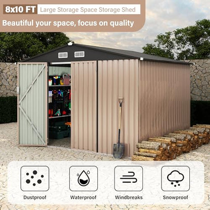 8x10 FT Metal Storage Sheds Outdoor