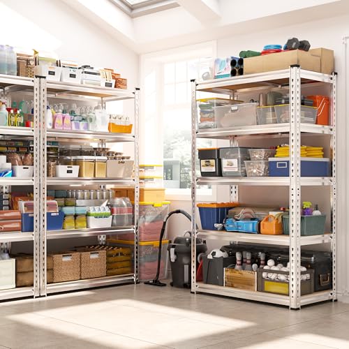 Storage Shelves 2020LBS Garage Shelving Heavy Duty Metal Shelving Adjustable 5 Tier Pantry Shelves for Garage Closet Kitchen Basement 28" W x 12" D x 59.8" H (3 Count)