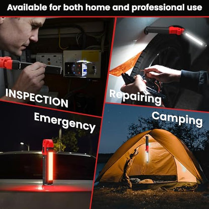 Rechargeable Work Light 2200mAh Magnetic LED Work Light Flashlight Mechanic Light Tool for Men Him (2 Count)