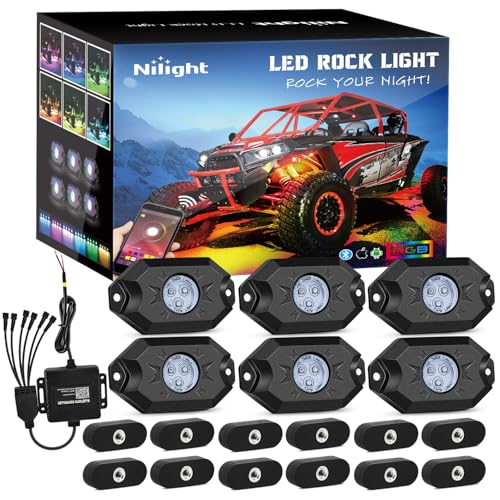RGB LED Rock Lights Kit 6PCS Bluetooth App Control Multicolor (6 Count)