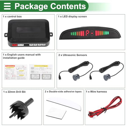 Universal Car Auto Vehicle Reverse Backup Radar System Reverse Parking Sensors Alarm Buzzer Reminder Distance Detection Gray 2 Pcs Parking Sensors