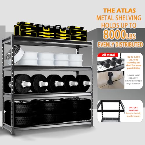 THE Atlas 72" W Heavy Duty Garage Shelving Load 8000 Lbs