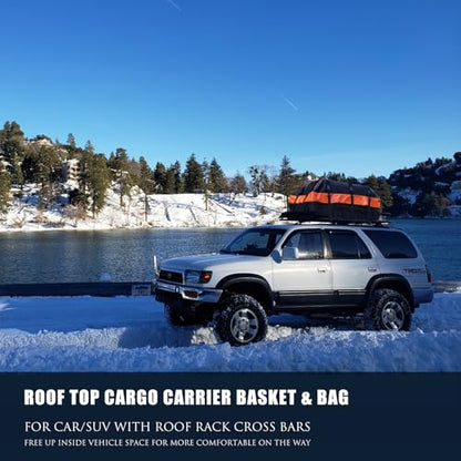 Roof Rack Carrier Basket Universal Rooftop 65" X 39" X 6" Large Size Roof Rack + Waterproof Bag 20 Cubic Feet
