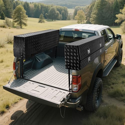Truck Tool Box 72 x 21 x 13 Aluminum Storage Box with Two Drawers