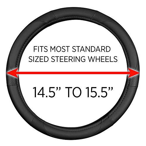 Perforated Microfiber Leather Steering Wheel Cover for Cars Trucks SUVs Vans