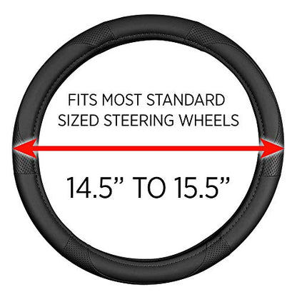 Perforated Microfiber Leather Steering Wheel Cover for Cars Trucks SUVs Vans