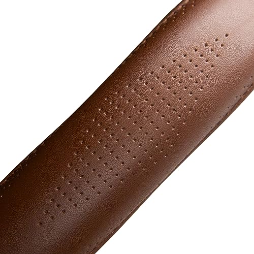 Top Grade Brown Genuine Leather Steering Wheel Cover Men Women