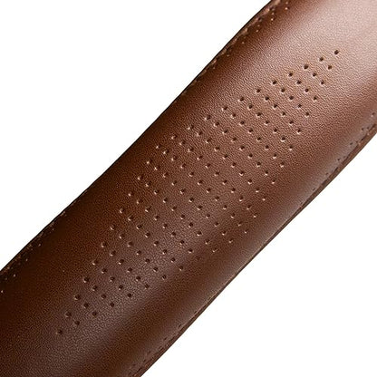Top Grade Brown Genuine Leather Steering Wheel Cover Men Women