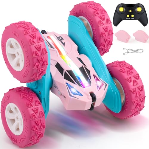 Pink Remote Control Cars RC Stunt Flip Car Crawler Toys Girls 6+