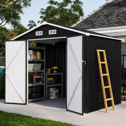 6' x 8' Storage Shed Outdoor Steel Black