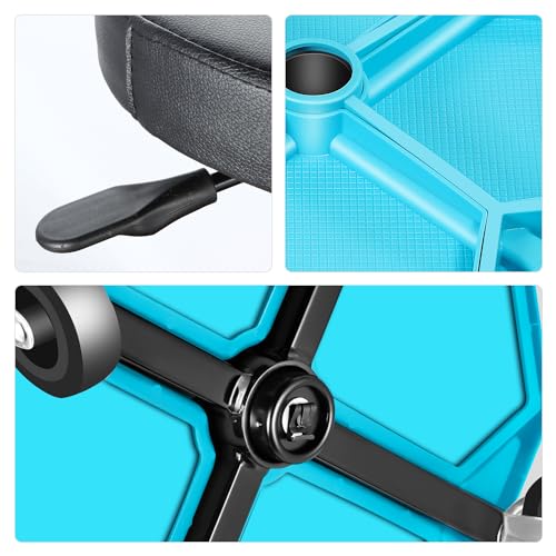 Adjustable Height Pneumatic Garage Seat Rolling Mechanic Stool with Tool Tray Storage