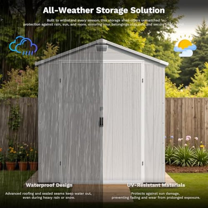 6X6 FT Plastic Outdoor Storage Shed with Floor
