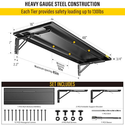 1.3x4ft Adjustable Rail Type Folding Storage Rack Shelf