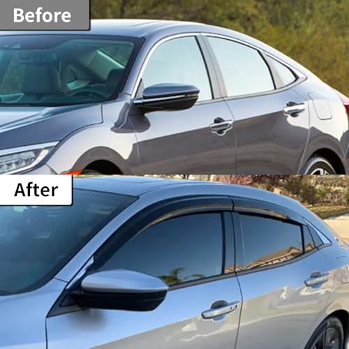 Outside Mount Window Visors Rain Guards for Honda Civic 4Dr Sedan 2016 (4 Count)