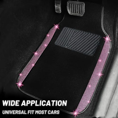 Bling Car Floor Mats Full Set and Steering Wheel Cover