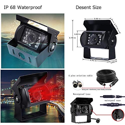 4 Channel Backup Camera System with 9 Inch Quad Split Screen Monitor