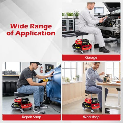 Rolling Mechanic Stool with Cushioned Seat