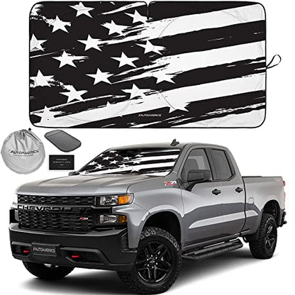 1 Piece Windshield Sun Shade B&W Art American Flag USA Design