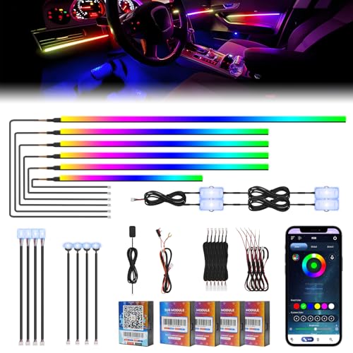 2026 Upgraded Dreamcolor Acrylic Interior Car LED Strip Light with Wireless APP