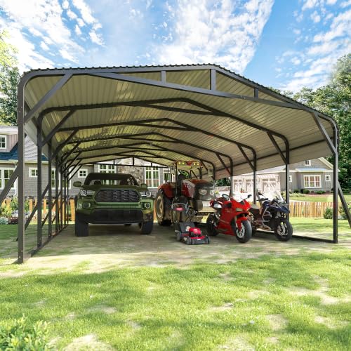 20X30 FT Heavy Duty Metal Carport Canopy with Triangle Frame Base