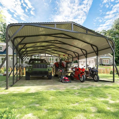 20X30 FT Heavy Duty Metal Carport Canopy with Triangle Frame Base