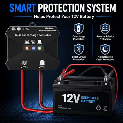 30W 12V Solar Panel Battery Charger Trickle Maintainer Kit
