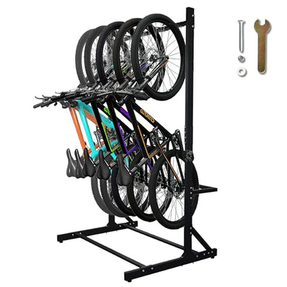 Freestanding 5 Bike Storage Rack Garage Bicycle Organizer Stand