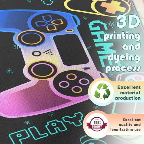 Play Gaming Rug for Bedroom Gamer Mat Gamepad for Boys Room 3x4 for Playroom Decor Washable (12 Sq Ft)