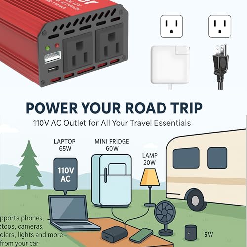 400W Power Inverters for Vehicles DC 12v to 110v AC Car Inverter