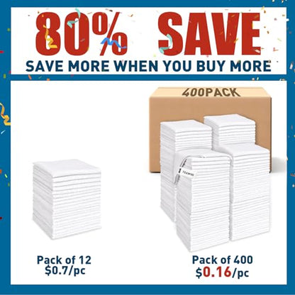 White Microfiber Cleaning Cloths Bulk (400 Count)