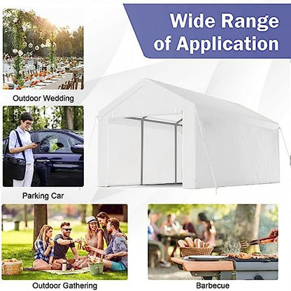 10x20ft Heavy Duty Carport with Removable Sidewalls