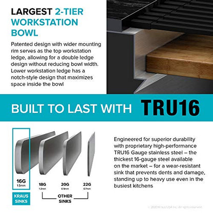 Stainless Steel 57 in Undermount Kitchen Sink KWU210